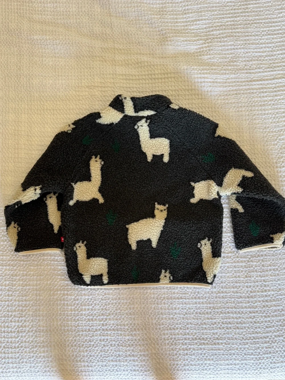 Black Alpaca Pattern Sherpa Zip Jacket